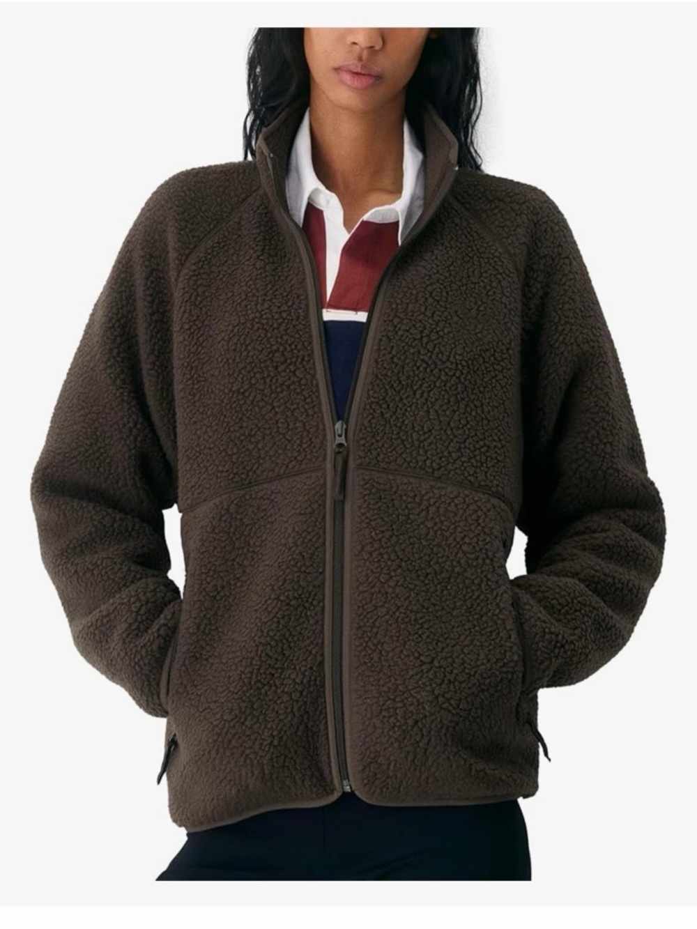 Cozy Zip-Up Sherpa Jacket in Brown